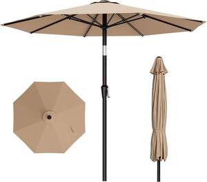 lot 201522 image: AreShark 10 FT Outdoor Patio Umbrella, Patio Table Umbrella with Push Button Tilt and Crank, Outdoor Patio Umbrellas with 8 Fiberglass Ribs, Patio Umbrellas for Market, Garden, Pool (Beige)