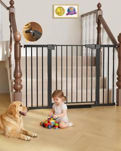 lot 111669 image: Cumbor 29.7 51.5 Extra Wide Baby Gate for Stairs, Pressure-Mounted Dog Gates for Doorways & Hallways, Auto-Close Walk-Through, No-Trip Design, Child Proof Safety, DogPet Gate for Indoor Use, Black