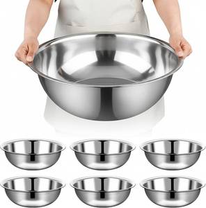 lot 111673 image: 6 Pcs Stainless Steel Mixing Bowls Metal Mixing Bowls Extra Large Basin Salad Bowl with Deeper Edge, Dishwasher Safe, Mirror Finish for Home and Commercial, Silver (16 Inch 13 Qt)