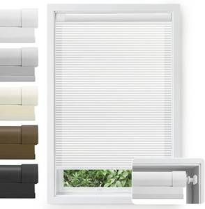 lot 111674 image: Cordless Cellular Shades, No Tools No Drill Light Filtering Honeycomb Shades Pleated Blinds for Windows Double Curved No-Pull Honeycomb Shade Semi-Blackout (White, 24 W x 36 H)