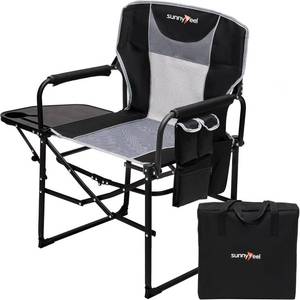 lot 111681 image: SUNNYFEEL Camping Directors Chair, Heavy Duty,Oversized Portable Folding Chair with Side Table, Pocket for Beach, Fishing,Trip,Picnic,Lawn,Concert Outdoor Foldable Camp Chairs