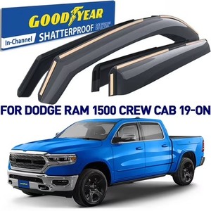 lot 211492 image: Goodyear Shatterproof in-Channel Window Deflectors for Trucks Dodge RAM 1500 2019-2024 Crew Cab, Rain Guards, Window Visors for Cars, Vent Deflector, Truck Accessories, 4 pcs- GY003413LP