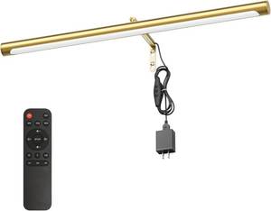 lot 211500 image: 9W Picture Light Plug in, 24 Adjustable LED Art Light with Remote Control, Dimmable Wall Light for Picture Display Dartboard Art Work (Gold)