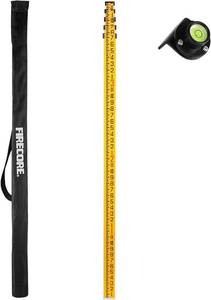 lot 211504 image: Firecore 16-Foot Aluminum Grade Rod - 8ths, 5 Sections Dual Sided Telescoping Leveling Rod with Bubble Level and Carrying Case - FLR500C