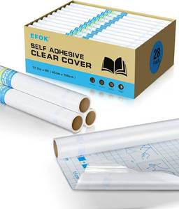 lot 211510 image: 28 Pack Clear Contact Paper Book Cover - 17.7in 5ft Total 140ft, Self-Adhesive Protector for Crafts, Clear Contact Paper Roll Peel and Stick for Books