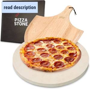 lot 211514 image: HANS GRILL PIZZA STONE  Circular Pizza Stone For Oven Baking & BBQ Grilling With Free Wooden Peel  Extra Large Round 15 Inches Diameter (38CM) Durable Cordierite Cooking Stone.