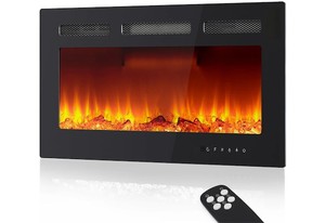 lot 211450 image: Retails for $300 Garvee 30 Inch Electric Fireplace TV Stand with Mantel, 1500W Heater, 12 Adjustable Flame Colors