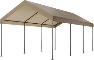 lot 411352 image: Retails for $200 Shintenchi 10x20ft Heavy Duty Carport with UV&Wind Resistant Canopy,Portable Carport Garage Shelter with Stable Powder-Coated Steel Frame,Outdoor Carports for Car,Bike,Camp,Storage(Khaki)