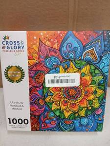 lot 22803 image: Cross Glory Rainbow Mandala Mirage 1000 Piece Jigsaw Puzzle - Retail $12