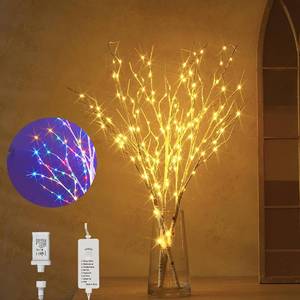 lot 22805 image: Hairui Lighted Branches 150L 8 Functions Warm White and Multicolor Fairy Lights 30IN for Room Easter Christmas Holiday Decoration - Retail $43