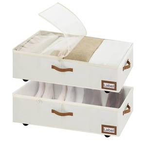 lot 22815 image: StorageWorks Under Bed Storage with Wheels, 10 Underbed Storage Containers with Lid, 90L Clothes Organizer for Blankets, Sweaters, Bedding, 2-Pack, Beige - Retail $36