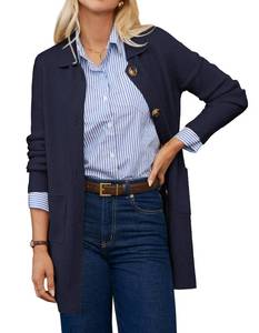 lot 22824 image: GRACE KARIN Cardigan Sweaters for Women Knit Long Sleeve Open Front Cardigan Business Casual Blazer Winter Jackets Navy Blue