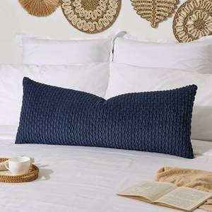 lot 22827 image: Kevin Textile 14x36 Inch Long Lumbar 1 Pack Boho Decorative Throw Pillow Cover Soft Striped Corduroy Rectangle Cushion Case Farmhouse Solid Color Accent for Living Room Couch Sofa Bed, Navy Blue - Retail $21