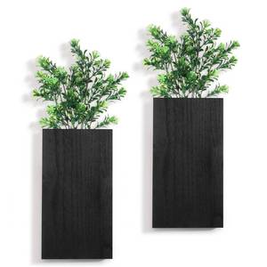 lot 22842 image: Vesici Wood Wall Planter Vase with Artificial Plants Indoor Plants Holder Pocket Farmhouse Wooden Wall Flower Vase Hanging Plant Decor for Bedroom Kitchen Office Home (2 Pcs,Milan Leaves) - Retail $15