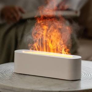lot 22987 image: YALEDI Essential Oil Diffuser, Fireplace Flame Fire Oil Diffuser, 150ml Ultrasonic Cool Mist Aromatherapy Humidifier, Scent Aroma Diffuser with 7 Colors Light, Timer & Auto-Off for Home, Room (White) - Retail $26
