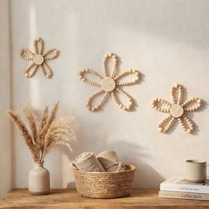 lot 22992 image: AceOrbit 3 Pcs Boho Daisy Flower Wall Decor, Wood Bead Daisy Wall Art, Beaded Wildflowers, Farmhouse Boho Nursery Decor for Baby Girls Kids Bedroom Dorm Playroom, 7.87, 5.91, 4.72 - Retail $18