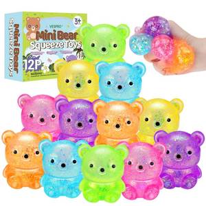 lot 22994 image: 10 Pack Fidget Toys Squishy ��Cute Bear Squeeze Ball , Stress Balls for Stress Relief Pull Stretch Classroom Prize Party Favors Toys for Kids - Retail $24