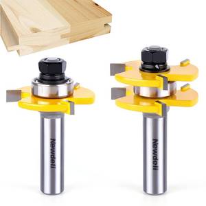 lot 30362 image: Newdeli 12 Shank Tongue and Groove Router Bit Set 2pcs Router Bits 34 Stock 12 Cutting Depth Adjustable Tongue Groove Router Bits T Shape 3 Teeth Wood Milling Cutter Woodworking Tool - Retail $15