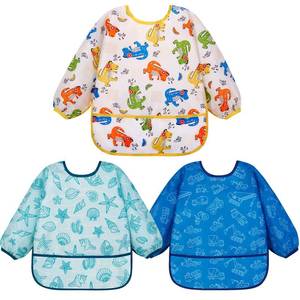 lot 30375 image: Lictin 3 Packs Baby Bibs for Boy or Girl, Cute Long Sleeve Bib, Waterproof Bibs for Toddlers,Adjustable Closure Baby Smock, Mess Proof Baby Bib, 6-24 Months Reusable Infant Baby Bibs - Retail $9