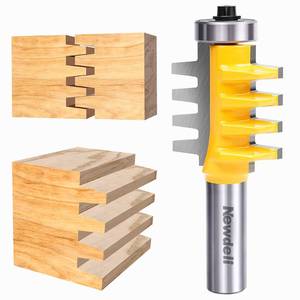 lot 30382 image: Reversible Finger Glue Joint Router Bit 12 Inch Shank, Newdeli Bearing Finger Joint Router Bits Carbide Joinery Wood Milling Cutter for DIY Door Table Cabinet Shelve Furniture - Retail $16