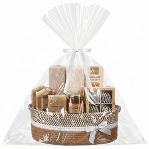 lot 30383 image: Colingmill Graduation Woven Gift Basket Empty with Handles Ribbons Bow Tie Bag, Decorative Graduation Woven Gift Basket, Grad Rope Storage Box Home Decor(14 x 10 x 5.5 Inch,Khaki White) - Retail $17
