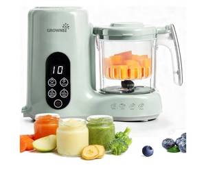 lot 30388 image: Grownsy Baby Food Maker with Steam Basket, One Step Baby Food Processor Steamer Puree Blender Grinder Mills Machine, Auto Cooking Grinding and Sterili-zing for Healthy Homemade Baby Food, Green