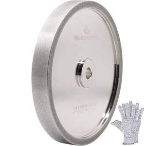 lot 32316 image: MORESUPERHARD CBN Grinding Wheel 8 Inch 180 Grit, 8 x 1 Wide, 58 Arbor, Bench Grinder Wheel for Sharpening HSS, Lathe Tools, Chisels & Woodturning Tools, Fit 8-Inch Bench Grinders(180 Grit) - Retail $90