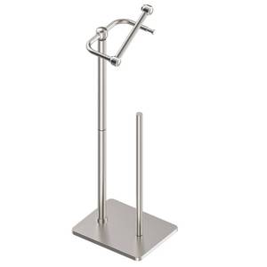 lot 32317 image: RUACQ Toilet Paper Holder Stand, Bathroom Toilet Paper roll Holder Free Standing with Storage for 4 Rolls, Post Pivoting Design, Stable Weighted Base, SUS304 Stainless Steel (Brushed Nickel) - Retail $35
