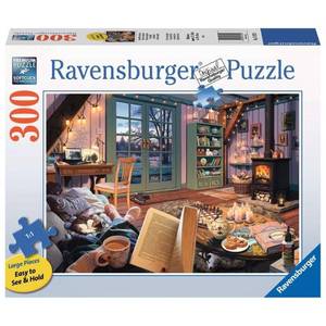 lot 32320 image: Ravensburger Cozy Retreat Jigsaw Puzzle - 300 Piece Large Format  Engaging Brain Game for All Ages  Premium Quality & Unique Softclick Technology  Ideal Gift for Puzzle Enthusiasts - Retail $21