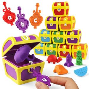 lot 32323 image: Coogam Alphabet Learning Toys for Toddlers, 26pcs Surprise Letters Treasure Locks with Keys, Uppercase Lowercase ABC Matching Color Sorting Game, Montessori Fine Motor Skill Gift for 3 4 5 Year Old - Retail $36