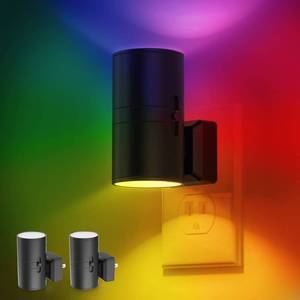 lot 32346 image: L LOHAS LED Night Light, Night Lights Plug into Wall, Color Changing Nightlight RGB with Light Sensor, Home Decor for Kids Gifts, Halloween, Christmas, Holiday, Hallway Bedroom Kids Room, 2 Pack - Retail $28