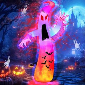 lot 32368 image: 12Ft Halloween Inflatables Giant Ghost Outdoor Decorations Blow Up Garden Decor with Colorful Flashing 2 Flame Light for HomeHolidayPartyYardLawn