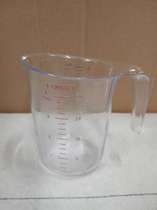 lot 33747 image: Winco FBA_ Measuring Cup, Polycarbonate, 1-Quart, Clear - Retail $10