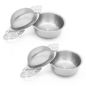 lot 33755 image: Bonsicoky 2 Pack Tea Strainer Bowl, Stainless Steel Loose Leaf Tea Filter for 2.5-4 Inch Cup Mouth, Silver - Retail $10