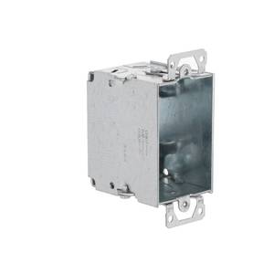 lot 33766 image: Hubbell-Raco 518 2-12-inch Deep, Gangable MCBX Cable Clamps, with Plaster Ears, 3-Inch by 2-Inch Switch Box, Silver - Retail $7