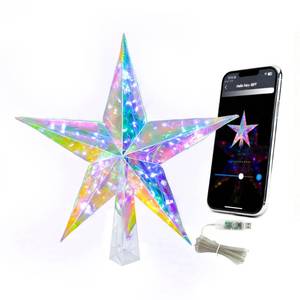 lot 33769 image: Smart Christmas Tree Topper Star App Control, 11.8 PET Christmas Tree Topper Lighted 20 LEDs RGB Color Changing Lighted Treetop Decorate for Xmas Decorations Ornaments Holiday Party Indoor Decor - Retail $10