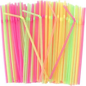 lot 33776 image: Flexible Plastic Straws Disposable, Vibrant & Colorful Assortment Bendy, Stylish Drinking Straws for Every Occasion & Party Decoration, 175 Count - Retail $4