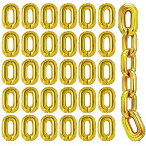 lot 33777 image: 30 Pieces Balloon Links Gold Linking Chains Balloons, 80s 90s Hip Hop Theme Birthdays Weddings Graduations Decorations 16 Inches Foil Chain Balloons Chain - Retail $9