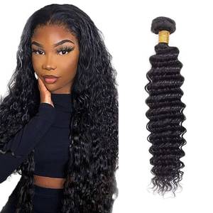 lot 33782 image: 24 inch Deep Wave Bundles Human Hair #1B Deep Wave Bundles Wet and Wavy Bundle Natural Black Human Hair Bundle 50g