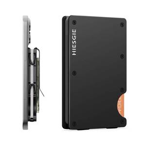 lot 33787 image: HIESGIE Compatible with MagSafe Wallet, Slim Wallet for Men with Money Clip, Rfid Blocking Metal Card Holder, Minimalist Magnetic Wallet Compatible with iPhone 1615141312 Series - Classic Black - Retail $28