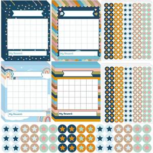 lot 33816 image: 40 PCS Boho Reward Sticker Charts Rainbow Behavior Incentive Sticker Chart Classroom Stickers Chart for Kids Colorful Star Stickers Charts for Kids Students Classroom Behavior Teaching or Family Using - Retail $13