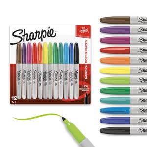 lot 33817 image: Sharpie Permanent Markers, Fine Tip, 12 Count - Quick Drying, Fade Resistant, Arts & Crafts, Desk, Office Supplies - Retail $9