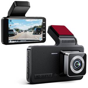 lot 33818 image: 1080p HD 4-inch dashcam with Super Night Vision, 170° Wide Angle, 24-Hour Video Recording, G-Sensor Parking Monitoring Loop Video Motion Detection Function - Retail $91