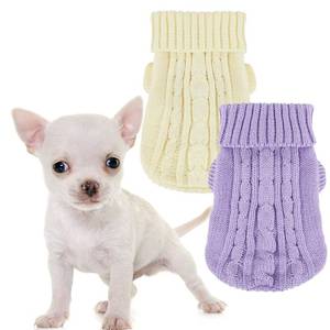 lot 33822 image: 2 Pack Dog Sweaters for Small Dogs, Chihuahua Yorkie Sweater, Puppy Clothes Winter Warm Pullover Clothing, Pet Cat Cold Weather Puppy Cold Outfits BeigePurple XXS - Retail $10