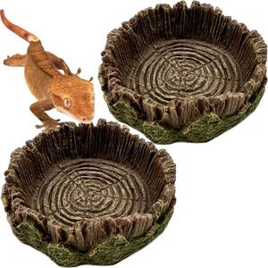 lot 33853 image: Small Reptile Food Dish, 2 Pack Reptile Feeding Food Bowls for Bearded Dragon Gecko Lizard Frog Hermit Crab Snail Toad - Retail $10