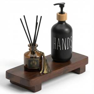 lot 33857 image: Acacia Wood Pedestal Soap Stand 9.8x4 Inches, 100% Solid Wood Riser, Candle Plant Holder, Soap Dish Holder Decor, Display Tray for Kitchen Bathroom Counter Sink Farmhouse Decor (Dark Brown) - Retail $14