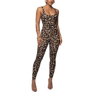 lot 33861 image: HKWZYY Leopard Print One Piece Jumpsuits for Women Elegant Bodycon Rompers Sexy Club Workout Full Bodysuit (23310 leopard, XL) - Retail $26