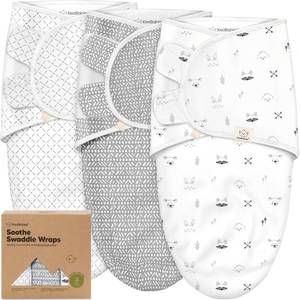 lot 33863 image: KeaBabies 3-Pack Organic Baby Swaddle Sleep Sacks - Swaddles for Newborns, Infant 0-3 Months, Baby Girls, Boys, Soft & Snug Newborn Sleep Sack, Nursery Swaddling Blankets (Nordic, OS) - Retail $25