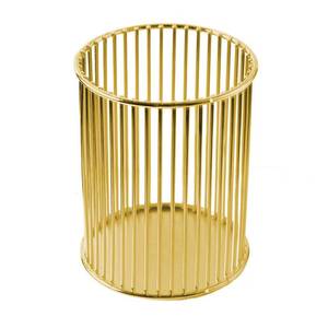 lot 33869 image: KYHYFJMD Gold Metal Pen Holder Cup for Desk Makeup Brushes Pencil Holders Home Office Organizer - Retail $6