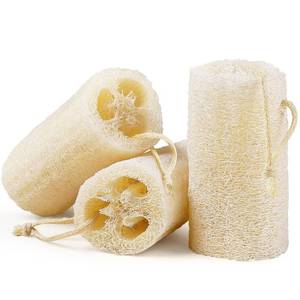 lot 33870 image: Createjoya Natural Loofah Body Scrubber Sponge, Set of 3 Organic 5 Inch Luffa for Exfoliating & Smooth Skin Cleansing, Ideal for Men & Women, Spa & Shower Use - Retail $7